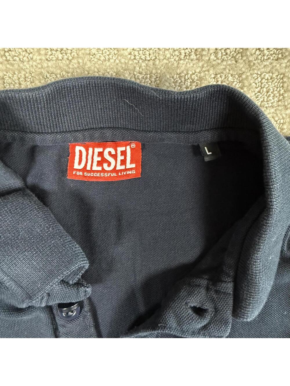 Vintage Diesel Polo Shirt Navy Y2K Mens Large - Picture 3 of 6